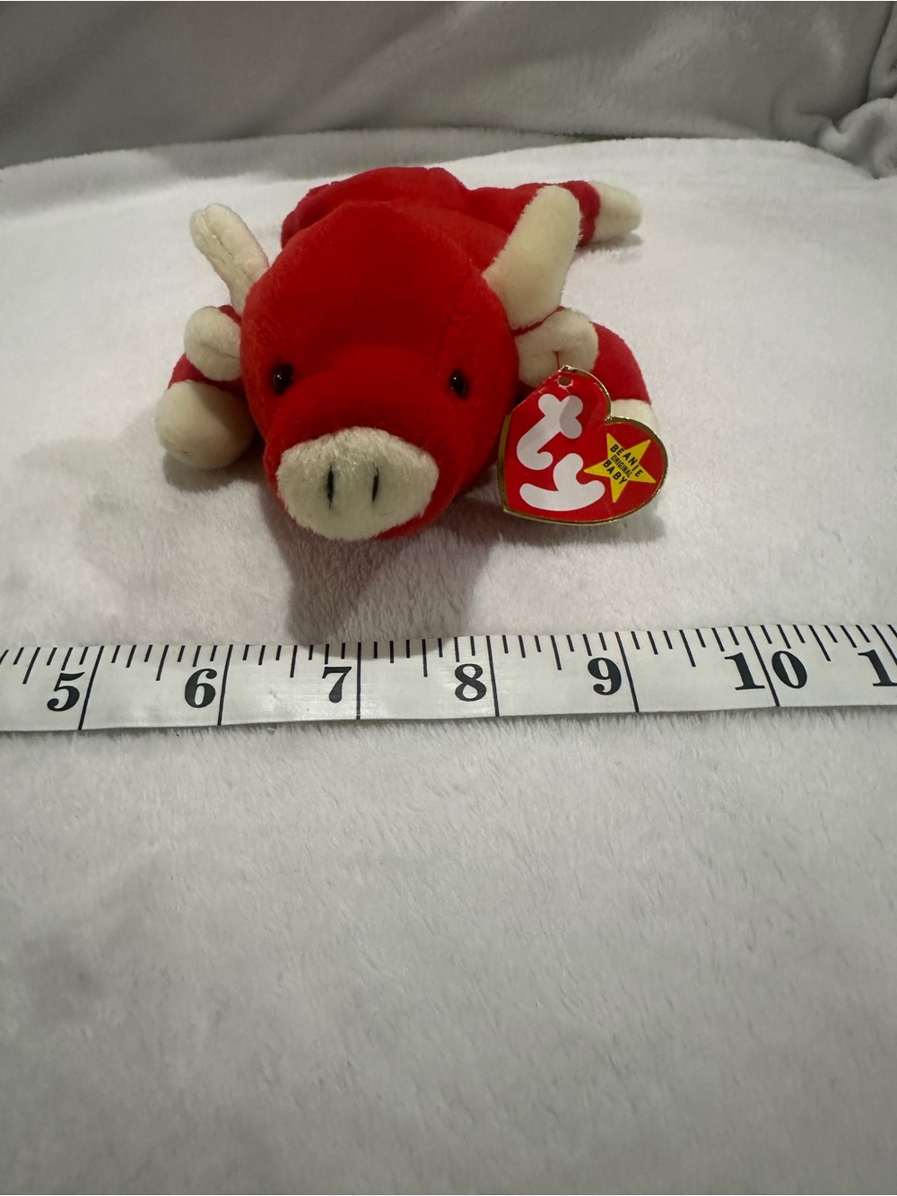 Ty Snort Beanie Babies Red & Cream Pig Plush Toy - Collectible Soft Plush